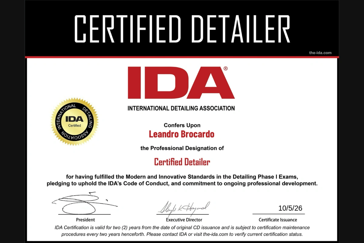 Certified Detailer IDA: qué significa esta certificación y por qué es importante en el detailing profesional